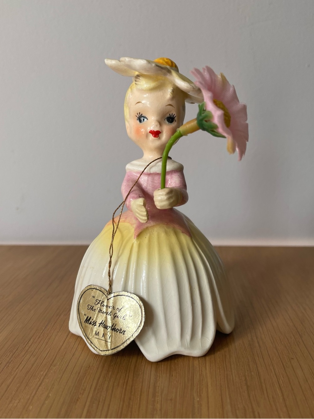 Vintage Napco Flower of the Month Miss Hawthorn May Ceramic Girl Figurine 1956
